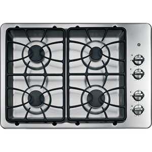 Table de cuisson à gaz profondément encatrée GE de 30 po, acier inoxydable, JGP329SETSS