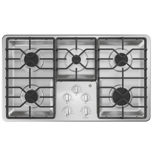 Table de cuisson à gaz profondément encastrée GE de 36 po, acier inoxydable - JGP3036SLSS