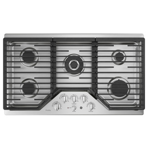 Table de cuisson continue à gaz profondément encastrée GE Profile de 36 po, acier inoxydable - PGP9036SL1SS
