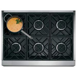 GE Café Table de cuisson à gaz de 36 po Acier Inoxydable - CGU366SEH1SS