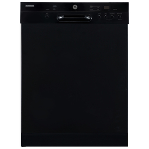 Lave-vaisselle encastré GE de 24 po avec commandes à l'avant et cuve profonde en acier inoxydable, noir - GBF410SGPBB