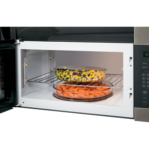 GE Fours à micro-ondes à hotte intégrée de 1.7 Pi. Cu. Ardoise JVM6175SLVC