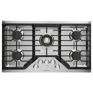Table de cuisson à gaz profondément encastrée Monogram de 36 po en acier inoxydable - ZGU36RSLSS