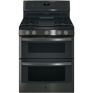 GE Profile 30" Gas Freestanding Double Oven Convection Range Black Stainless Steel - PCGB960BEMTS