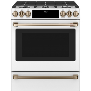 Café™ 30'' Slide-In Front Control Dual-Fuel Convection Range with Warming Drawer Matte White - CC2S900P4MW2