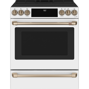 Café™ 30'' Slide-In Front Control Induction and Convection Range with Warming Drawer Matte White - CCHS900P4MW2