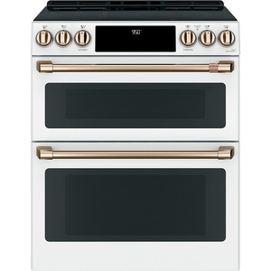 Café™ 30" Slide-In Front Control Induction and Convection Double Oven Range Matte White - CCHS950P4MW2