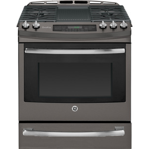 GE Profile 30" Dual Fuel Slide-In True Convection Range with Warming Drawer Slate PC2S920EEJES