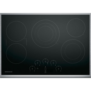 Monogram 30" Electric Smoothtop Cooktop Black on Stainless ZEU30RSJSS