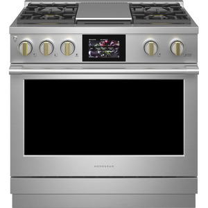 Monogram 36" Dual-Fuel Professional Range With 4 Burners and Griddle - ZDP364NDTSS