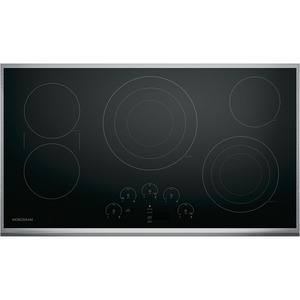 Monogram 36" Electric Smoothtop Cooktop Black on Stainless ZEU36RSJSS