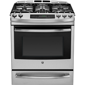 GE Profile 30" Dual Fuel Slide-In True Convection Range with Warming Drawer Stainless Steel PC2S920SEFSS