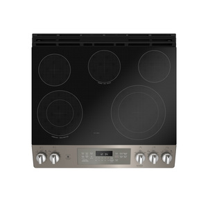 Cuisinière électrique encastrée GE 30 po avec commandes à l'avant et tiroir de rangement, ardoise JCS840EMES
