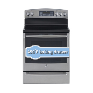 GE 30" Electric Freestanding True Convection Range with Baking Drawer Stainless Steel PCB980SFSS