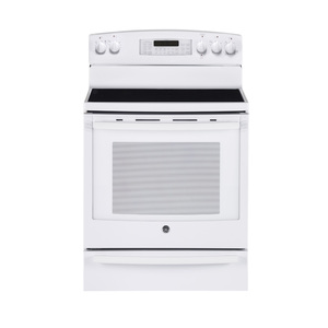 GE 30" Electric Freestanding True Convection Range with Baking Drawer White PCB980DFWW