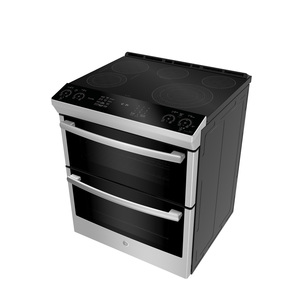 Cuisinière électrique encastrée GE Profile 30 po avec commandes à l'avant, four double, acier inoxydable PCS980SMSS