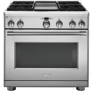 Monogram 36" Dual-Fuel Professional Range With 4 Burners and Griddle - ZDP364NDNSS