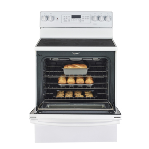 GE Cuisinière électrique de 30 po avec four autonettoyant Blanc JCB860DKWW