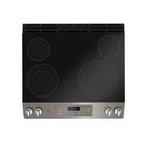 Cuisinière électrique encastrée GE 30 po avec commandes à l'avant et tiroir de rangement, ardoise - JCS830EM1ES