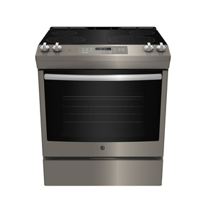 Cuisinière électrique encastrée GE 30 po avec commandes à l'avant et tiroir de rangement, ardoise - JCS830EM1ES