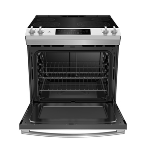 Cuisinière électrique encastrée GE  30 po avec commandes à l'avant et tiroir de rangement, acier inoxydable JCSS630SMSS