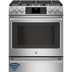 GE Café 30" Gas Slide-In Front Control Dual-Fuel Range with Warming Drawer Stainless Steel CC2S986SELSS