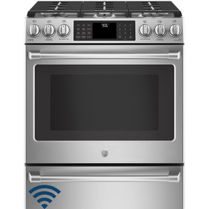 GE Café 30" Gas Slide-In Front Control True European Convection Range with Warming Drawer Stainless Steel CCGS986SELSS
