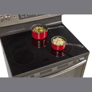 GE Profile Cuisinière de 30 po avec four à convection autonettoyant Ardoise PCB940EKES