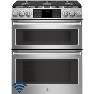 GE Café 30" Gas Slide-In Front Control Double Oven True Convection Range Stainless Steel CC2S995SELSS