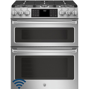 GE Café 30" Gas Slide-In Front Control Double Oven True Convection Range Stainless Steel CCGS995SELSS