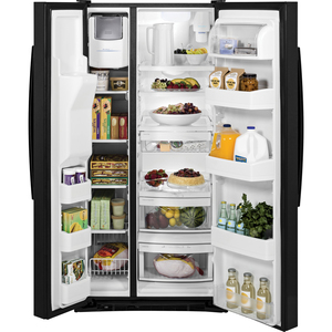 GE Réfrigérateur côte à côte de 23.12 pi.cu. Noir GSS23HGHBB