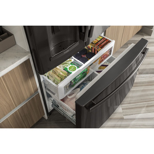 Réfrigérateur GE Profile 22,2 pi³ avec porte à deux battants, acier inoxydable noir - PYD22KBLTS