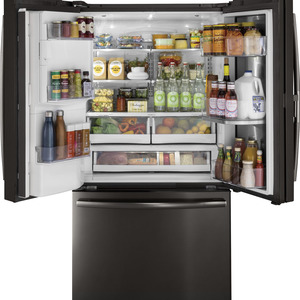 Réfrigérateur GE Profile 22,2 pi³ avec porte à deux battants, acier inoxydable noir - PYD22KBLTS