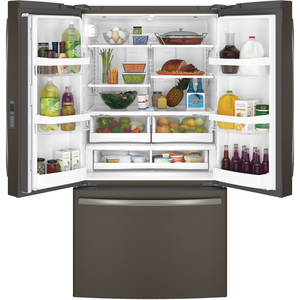 GE Réfrigérateur avec porte à deux battants de 28.5 pi.cu. Ardoise GNE29GMHES