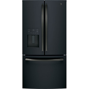 Réfrigérateur avec porte à deux battants GE homologué Energy Star® de 25,6 pi³, ardoise noire - GFE26JEMDS