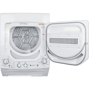 GE Buanderie superposée Spacemaker avec laveuse et sécheuse à gaz 24 po blanc - GUD24GSSJWW